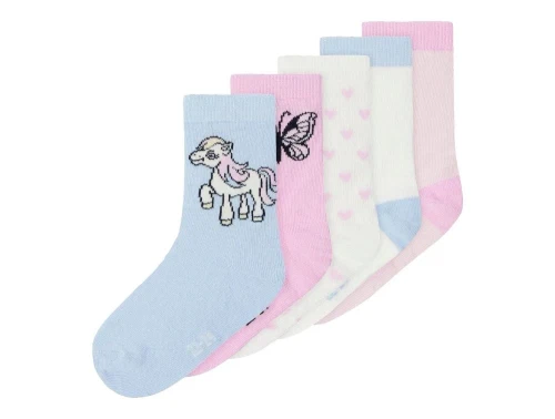 5 par strømper i forskellige lyseblå lyserøde og hvide farver med mønster fra name it 13226698